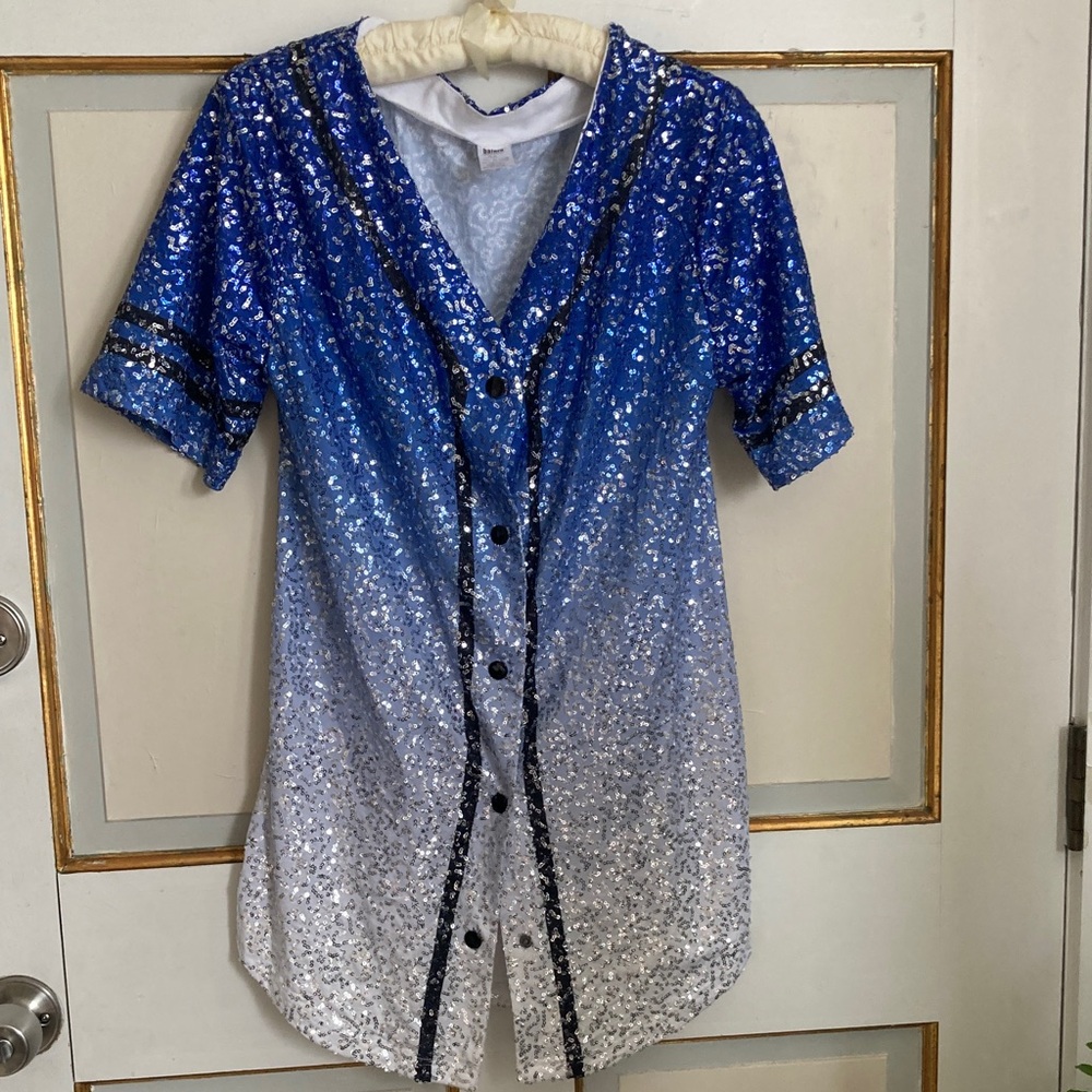 Balera Blue and White Sequin Top
